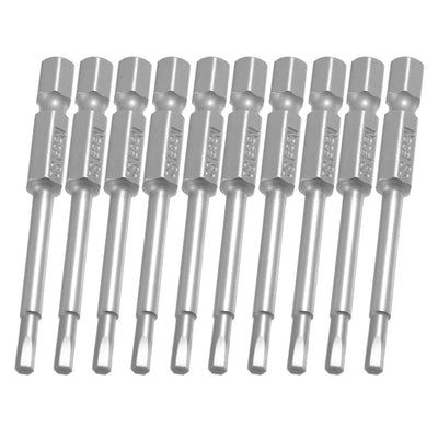 Harfington 10 Pcs 1/4" x 65mm x 4mm x 3mm Magnetic Hex Hexagon Screwdriver Bits Gray
