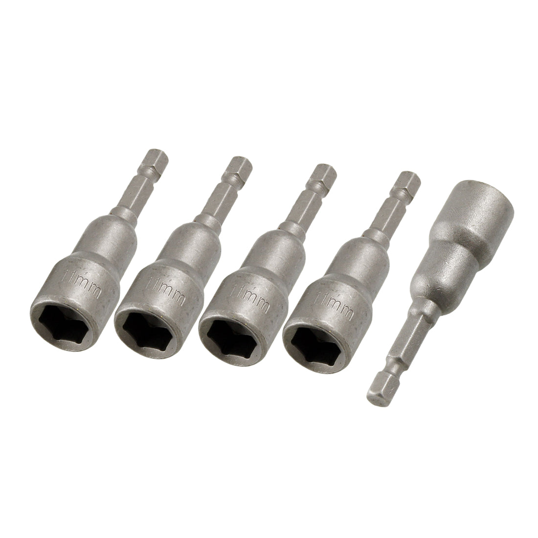 Harfington 1/4" Shank 11mm Hex Socket Spanner Nut Setter Driver Bit x 5 Non-magnetic