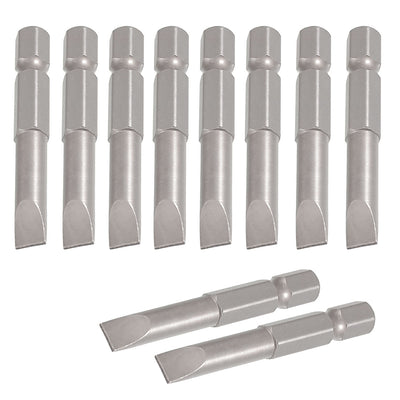 Harfington 10 Pcs 1/4" x 50mm x 6mm x 6mm Magnetic Slotted Tip Screwdriver Bits