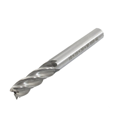 Harfington 10mm x 10mm x 30mm x 85mm 4 Flutes HSS-AL End Mill Milling Cutter Tool