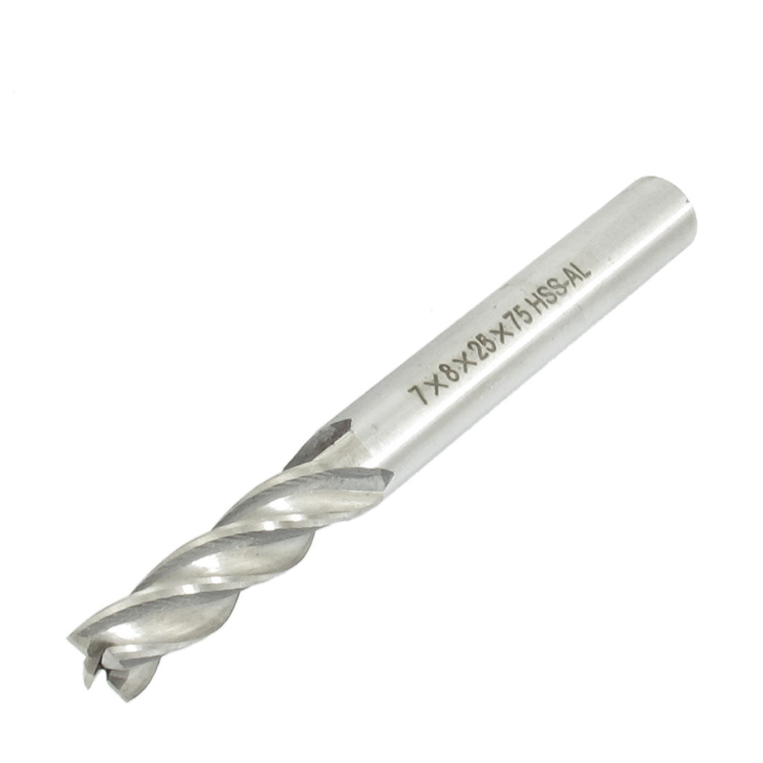 Harfington 7mm x 8mm x 25mm x 75mm 4 Flutes HSS-AL End Mill Milling Cutter Tool