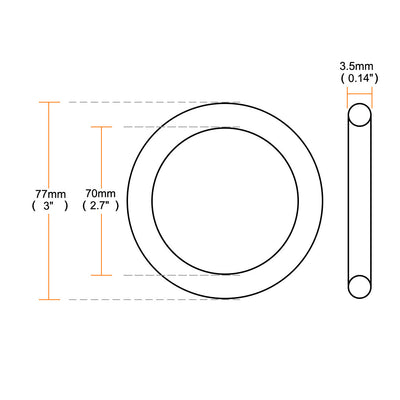 Harfington Nitrile Rubber O-Rings Metric Buna-N Sealing Gasket Pack of 5