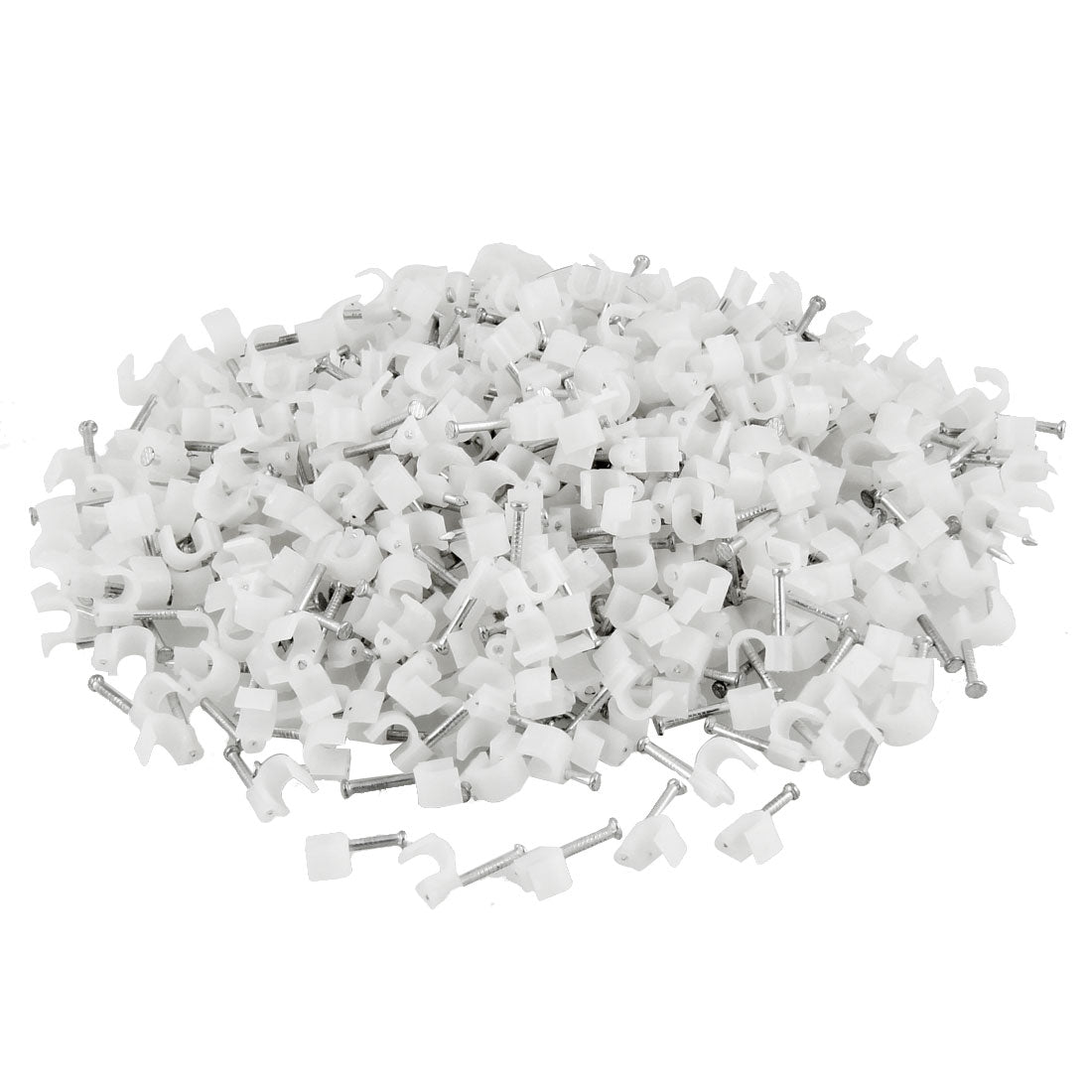 Harfington 400 Pcs 4mm Dia Round Cable Wire Fastener Circle Clips w Metal Nail