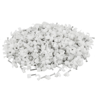 Harfington 400 Pcs 4mm Dia Round Cable Wire Fastener Circle Clips w Metal Nail