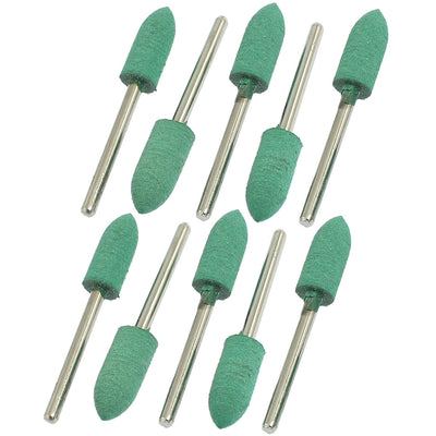 Harfington 10 Pcs 8mm x 20mm Cone Head 3mm Shank Grinding Rubber Mounted Point Green