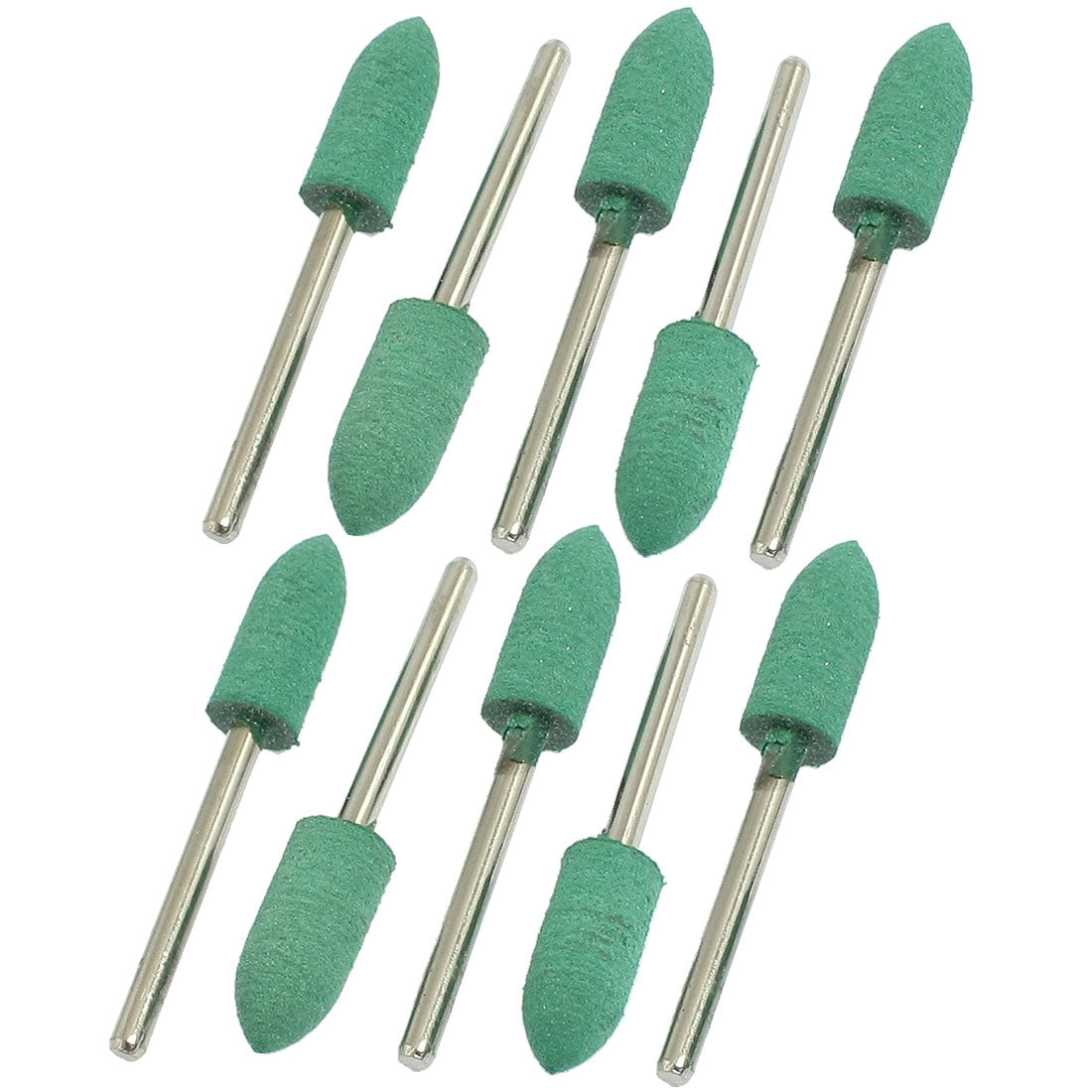 Harfington 10 Pcs 8mm x 20mm Cone Head 3mm Shank Grinding Rubber Mounted Point Green