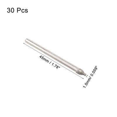 Harfington 30 Pcs 3mm Shank 1.5mm Dia Round Ball Point Grinding Diamond Point Bits