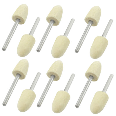 Harfington 3mm Shank 10mm Pointed Polishing Buffing Conical Mounted Felts 12pcs