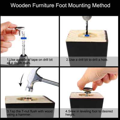 Harfington Uxcell 18 Pcs Metal Threaded Rod Round Plastic Base Leveling Foot 8mmx12mmx28mm