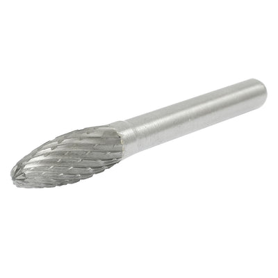 Harfington 8mm x 20mm Double Cut Flame Shape Tungsten Carbide Rotary File Bit