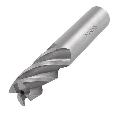 Harfington 16mm Cutting Diameter 16mm Shank 4 Flutes HSS End Mill Milling Cutter