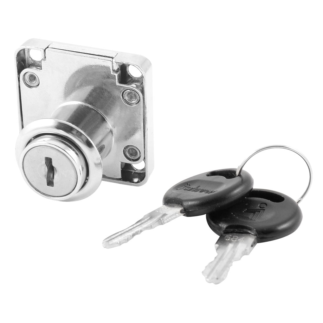 Harfington 19mm Dia Cylinder Head Silver Tone Metal Furniture Desk Drawer Lock w Keys