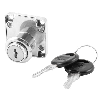 Harfington 19mm Dia Cylinder Head Silver Tone Metal Furniture Desk Drawer Lock w Keys