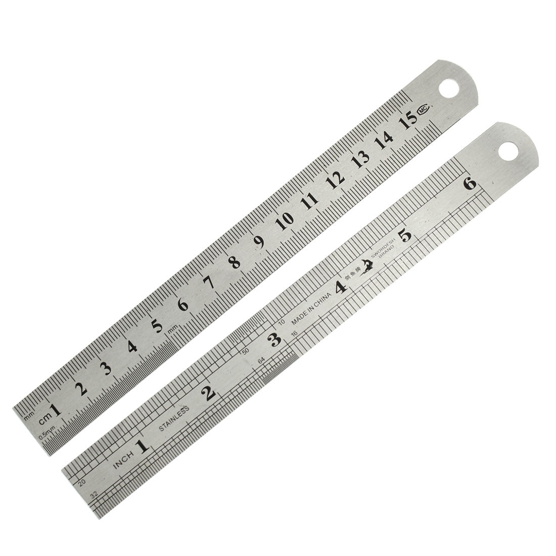 Harfington 2 Pcs  Office 15cm Measuring Range 0.5mm Accuracy Straight Ruler