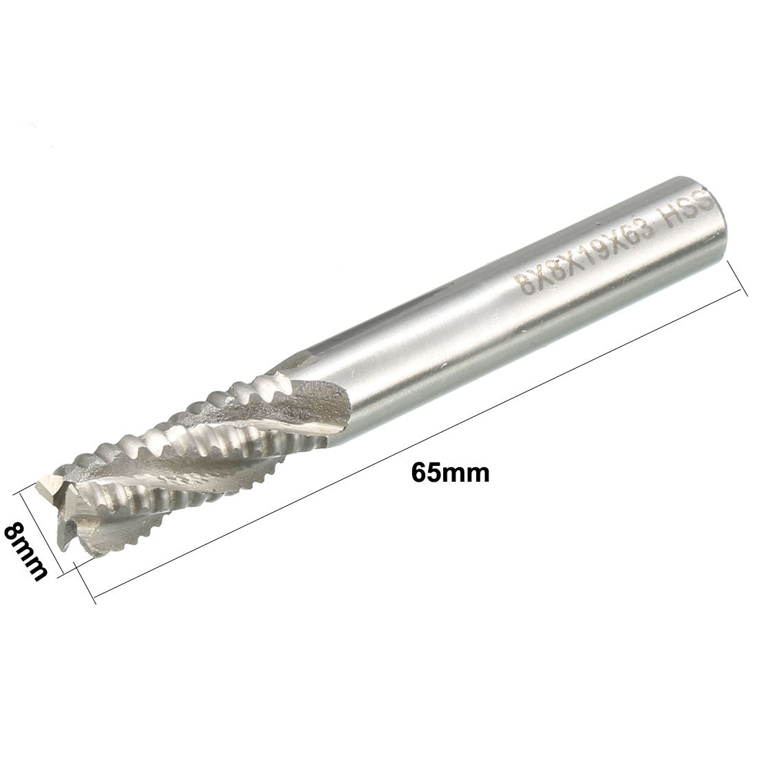 Harfington Milling Cutter Straight 4 Toothed Flutes End Mill 8mm x 8mm x 25mm x 65mm