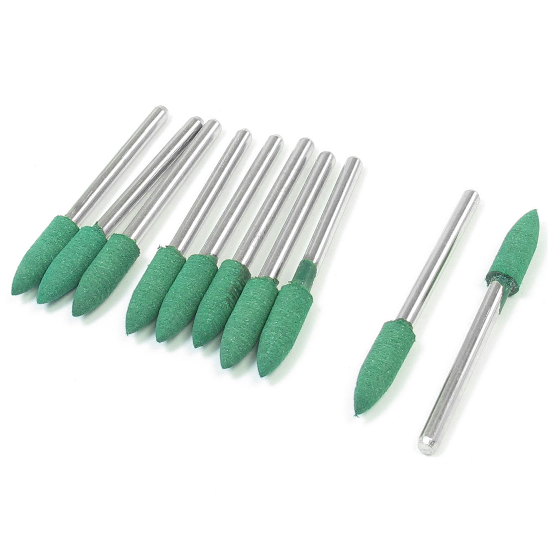 Harfington 10 Pcs Cone Tip Abrasive Polishing Mounted Point Green 5mm x 15mm x 3mm