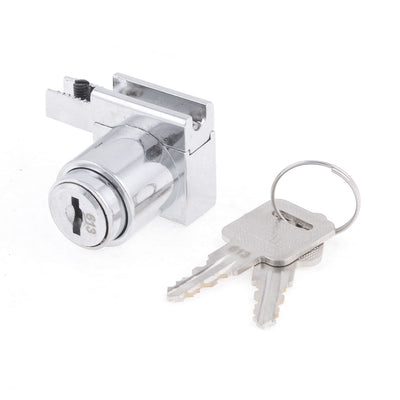 Harfington 0.2" Showcase Glass Cabinet Single Swinging Door Lock Silver Tone