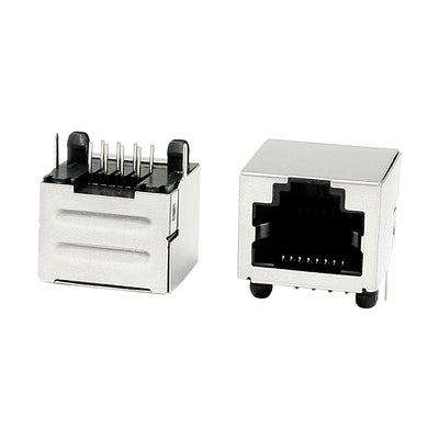 Harfington 15 Pcs 8 Pins RJ45 PCB Horizontal Plug-in Type Jacks Sockets 15mm Length