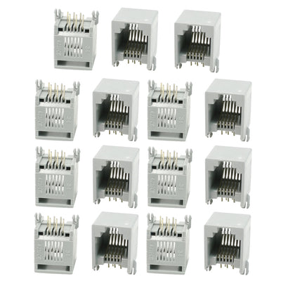 Harfington 15 Pcs RJ12 6P6C ADSL Network Jacks Sockets Ports Gray 13 x 12 x 14.5mm