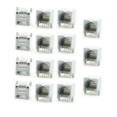 Harfington 15Pcs 13mm Long Gray Plastic Casing RJ45 8P8C Modular Network PCB Jack Socket