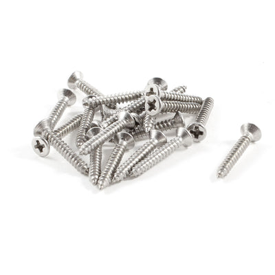 Harfington 20mm x 3mm Thread Diameter Stainless Steel Crosshead Self Tapping Screw 20Pcs