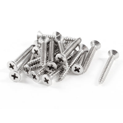 Harfington 30mmx4mm Thread Diameter Stainless Steel Crosshead Self Tapping Screw 20Pcs