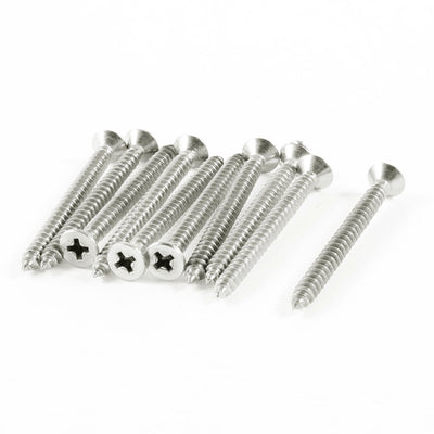 Harfington 10 Pcs 44mm x 4mm Thread Phillips Head Self Tapping Screw Silver Tone