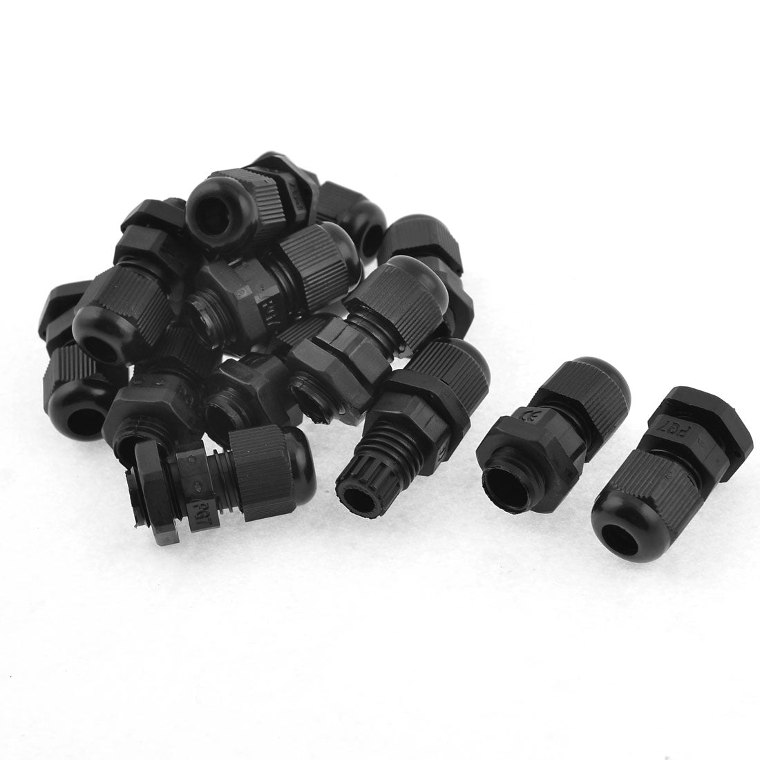 Harfington 15 Pcs PG7 Waterproof Connector Gland Black for 4-7mm Diameter Cable