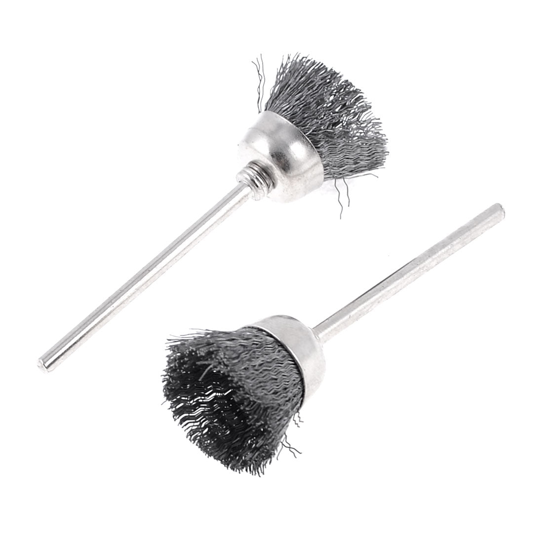 Harfington 2 Pcs 0.59" Dia Stainless Steel Wire Silver Tone Shank Polishing Brushes