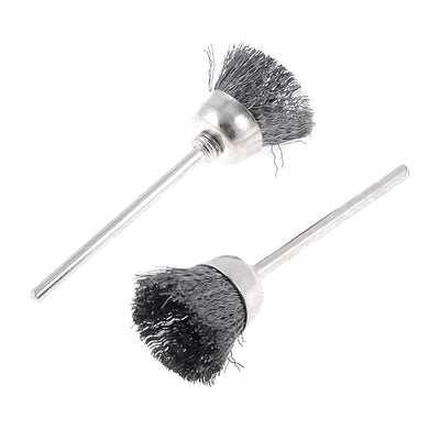 Harfington 2 Pcs 0.59" Dia Stainless Steel Wire Silver Tone Shank Polishing Brushes