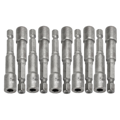 Harfington 1/4" Shank 5mm Hex Socket Wrench Nut Setter Spanner Driver Bit 10 Pcs