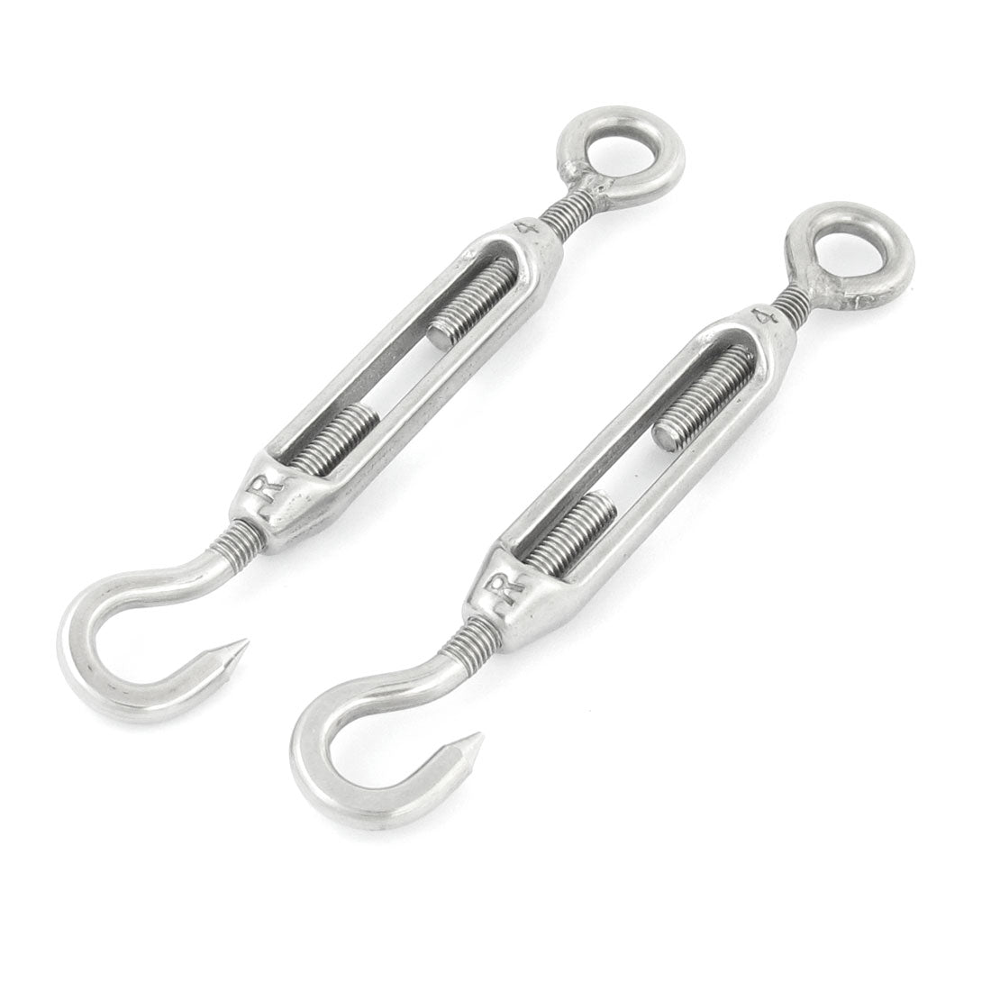 Harfington Pair Adjustable Silver Tone Cable Wire Rope Hook Eye Turn Buckle 3.8"-5.1"