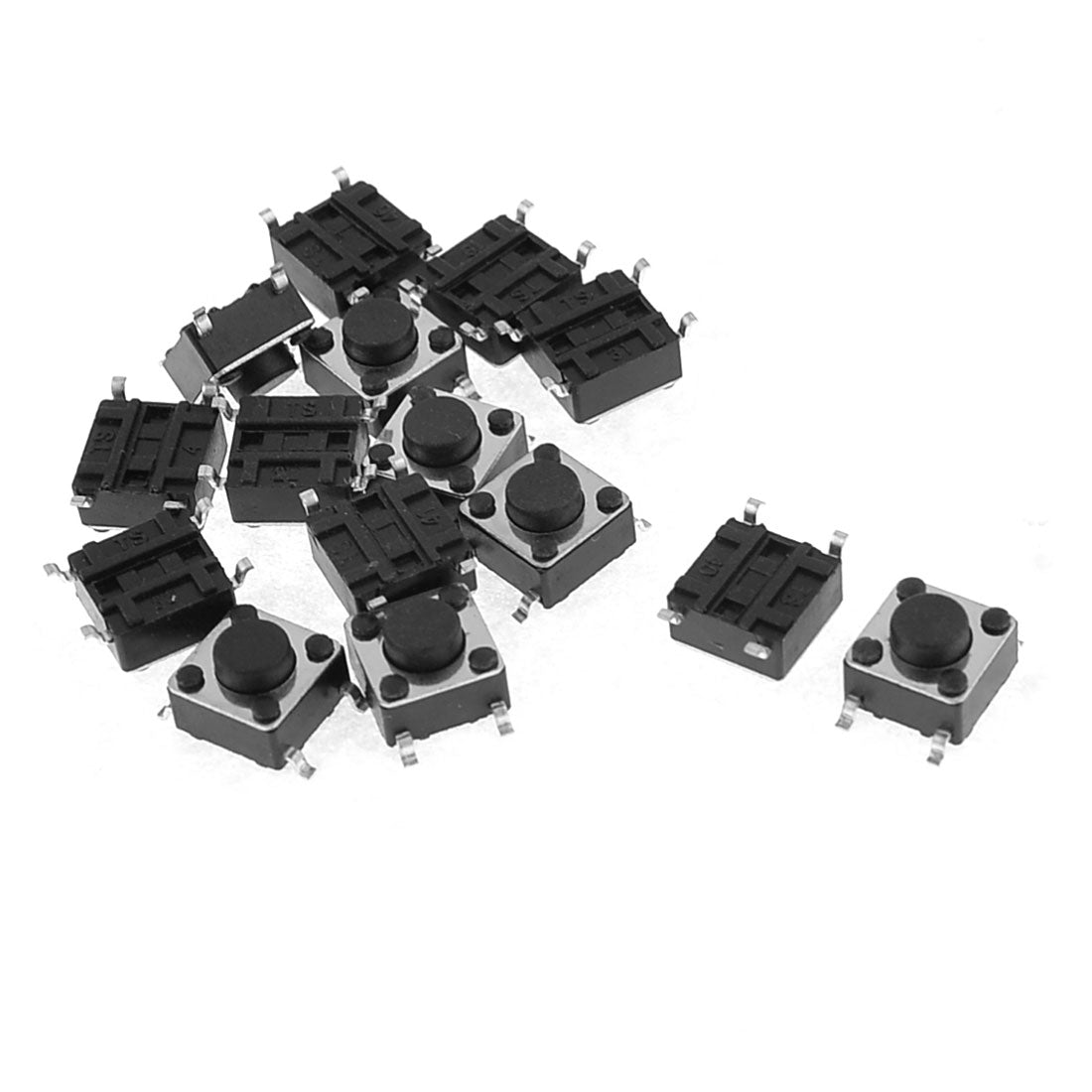 Harfington 15 Pcs 6 x 6 x 4mm Momentary Square Tact Push Button Switch