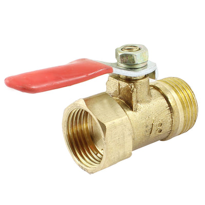 Harfington 16mm 3/8" PT Male Thread M/F Full Port Red Lever Handle Ball Valve