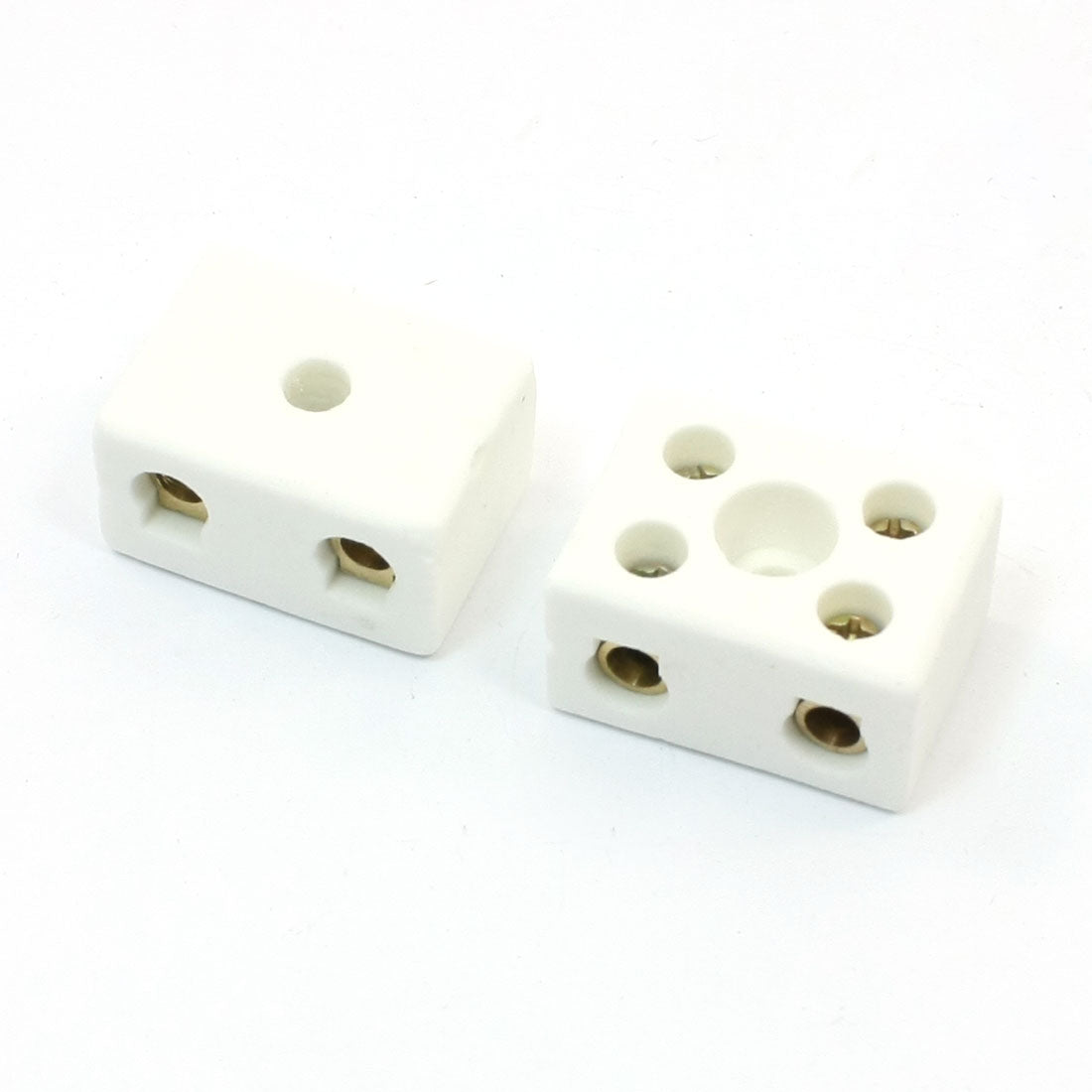 Harfington 15A 2W5H Double Way 5 Hole High Frequency Porcelain Terminal Block 2 PCS