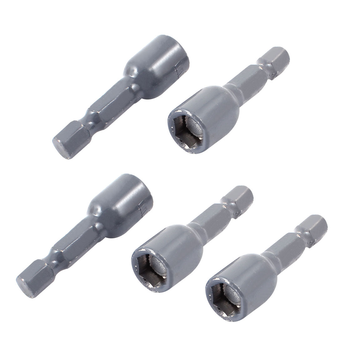 Harfington 5 Pcs Hardware 42mm Length Magnetic 8mm Hex Socket Nut Setters Driver Gray
