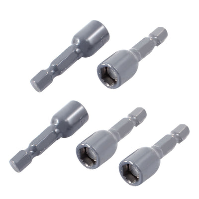 Harfington 5 Pcs Hardware 42mm Length Magnetic 8mm Hex Socket Nut Setters Driver Gray