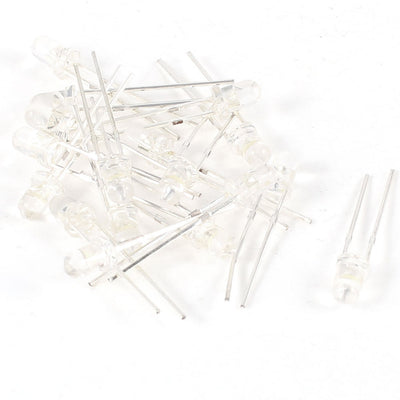 Harfington 15 Pcs DC 2.8-3.0V 2Pin DIP 3mm Straw Hat White Light LED Bulb Emitting Diodes