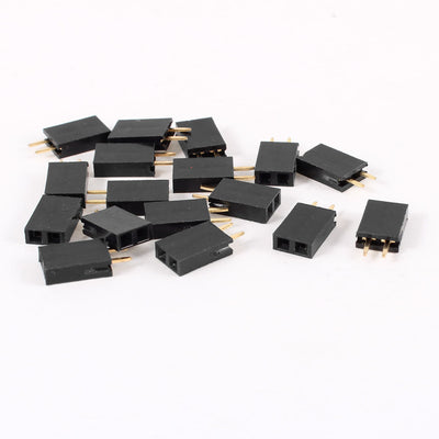 Harfington 16pcs Straight Single Row 2.54mm Pitch 2 Terminal Connector Female Header