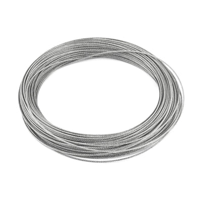 Harfington Hoisting 7x7 1.2mm Dia 25M Long Stainless Steel Flexible Wire Rope 82Ft