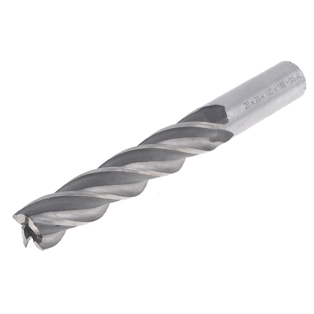 Harfington Silver Tone HSS Helical Groove 4 Flute 20mm Cutting Dia End Mill