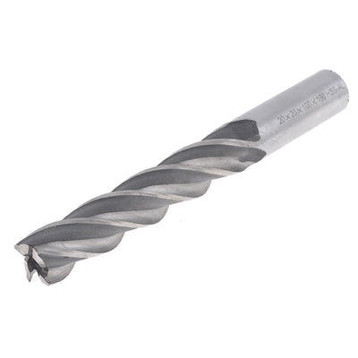Harfington Silver Tone HSS Helical Groove 4 Flute 20mm Cutting Dia End Mill