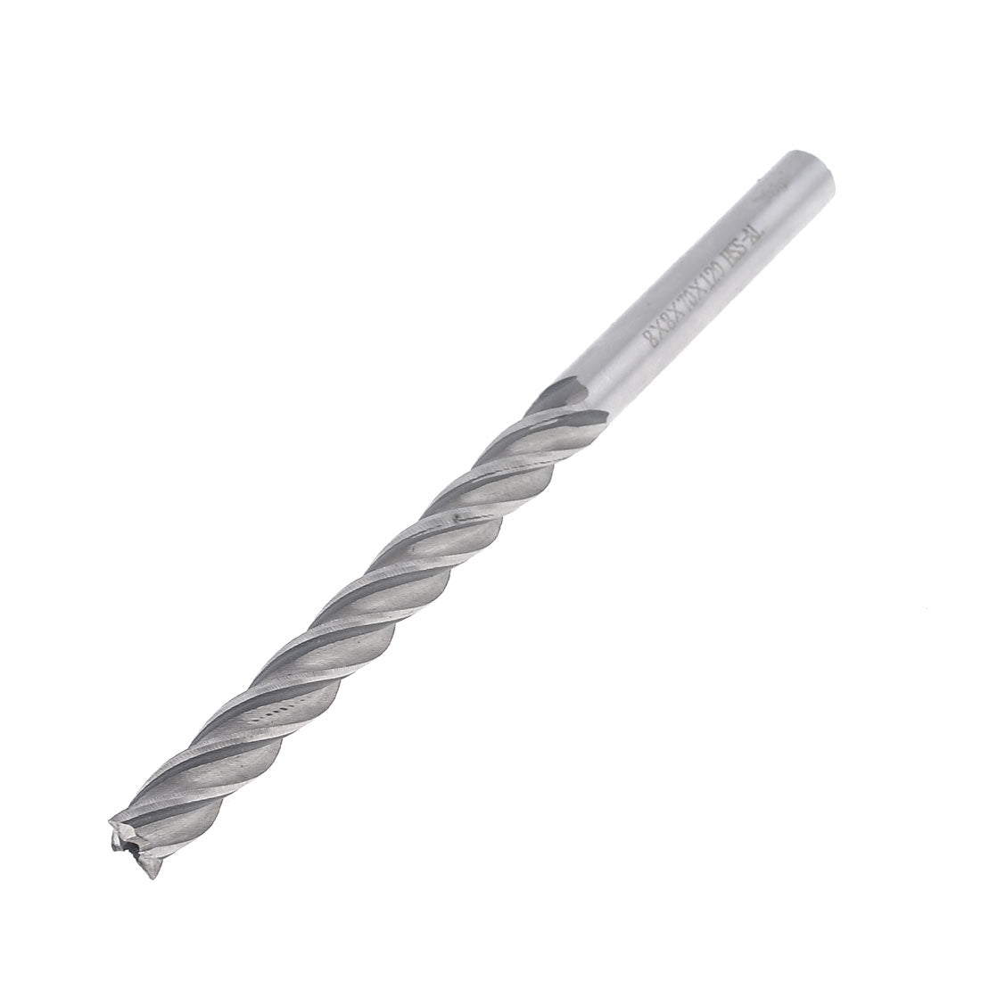 Harfington Silver Tone HSS Helical Groove 4 Flute 8mm Cutting Dia End Mill