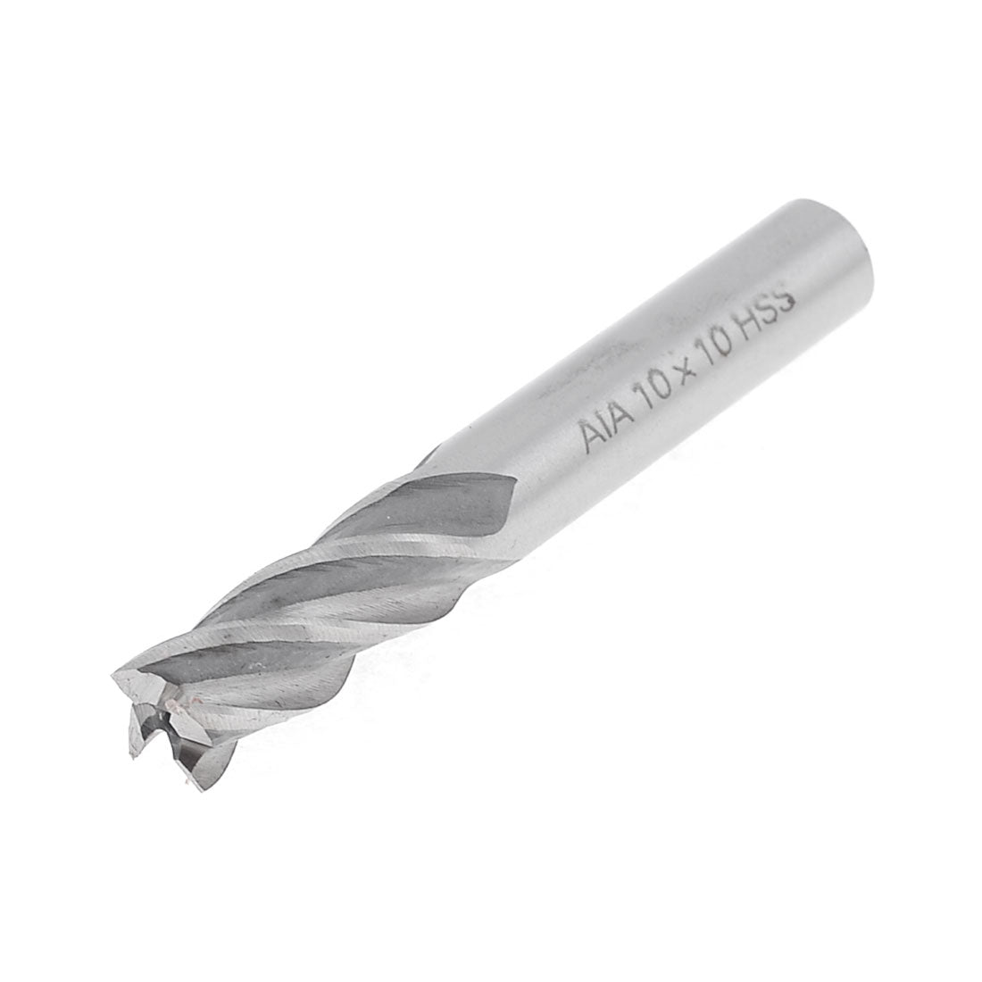 Harfington Silver Tone HSS Helical Groove 4 Flute 10mm Cutting Dia End Mill