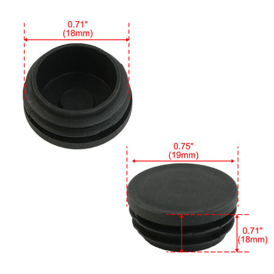 Harfington 19mm Dia Round Plastic Blanking End Cap Tubing Tube Insert 4 Pcs