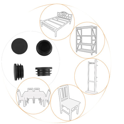Harfington 19mm Dia Round Plastic Blanking End Cap Tubing Tube Insert 4 Pcs