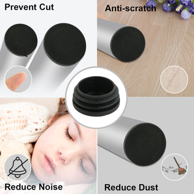 Harfington 19mm Dia Round Plastic Blanking End Cap Tubing Tube Insert 4 Pcs