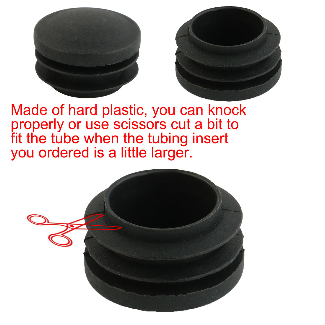 Harfington 19mm Dia Round Plastic Blanking End Cap Tubing Tube Insert 4 Pcs