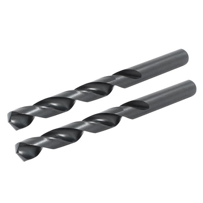 Harfington 2pcs HSS 7.8mm Dia 2 Flute Cutting Round Straight Shank Twist Drill Bit Black