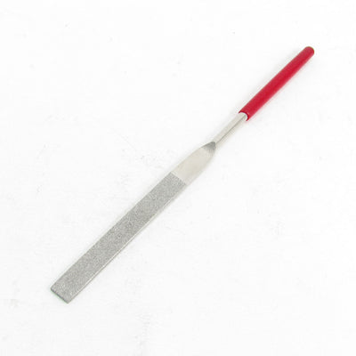 Harfington 180mm Long Art Craft Flat Diamond File Grinding Tool Red Silver Tone